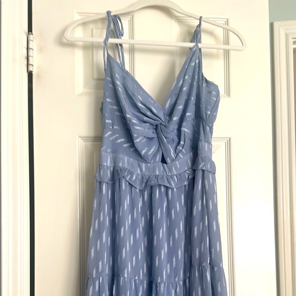 Astr Soft Blue Dress with Stylish Detail